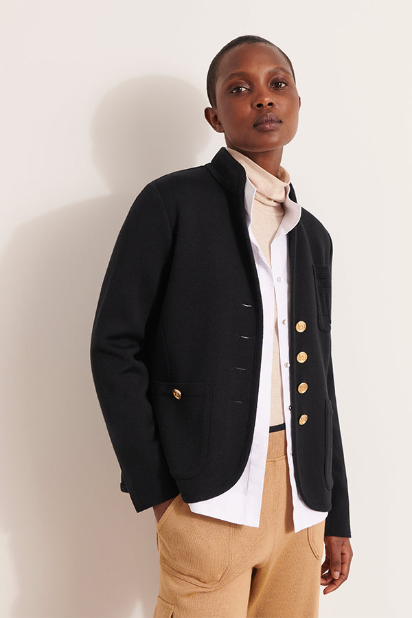 VICTORINE1927-12 BLACK MERINO WOOL MILANO KNITTED JACKET