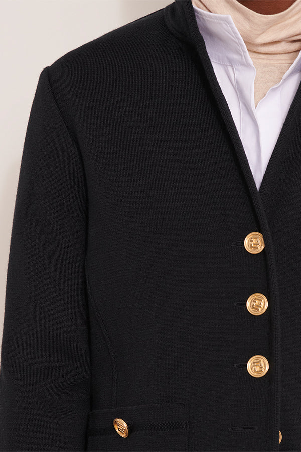 VICTORINE1927-12 BLACK MERINO WOOL MILANO KNITTED JACKET