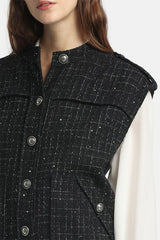 VIGNOLO BLACK BOUCLE LUREX DETAILS VEST