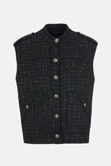 VIGNOLO BLACK BOUCLE LUREX DETAILS VEST