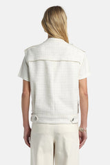 VIGNOLO CREAM BOUCLE LUREX DETAILS VEST