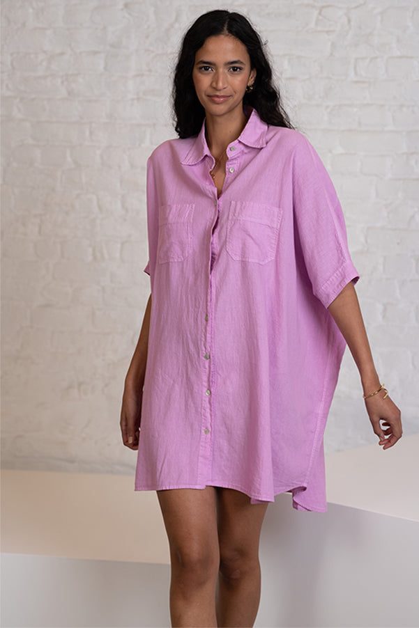 VIVIAN OVERSIZED LINEN SHIRT DRESS – Espace S
