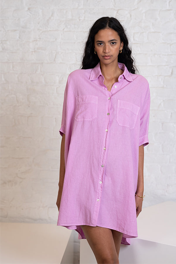 VIVIAN OVERSIZED LINEN SHIRT DRESS