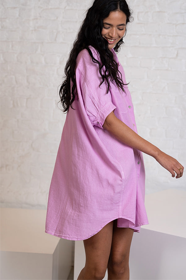 VIVIAN OVERSIZED LINEN SHIRT DRESS