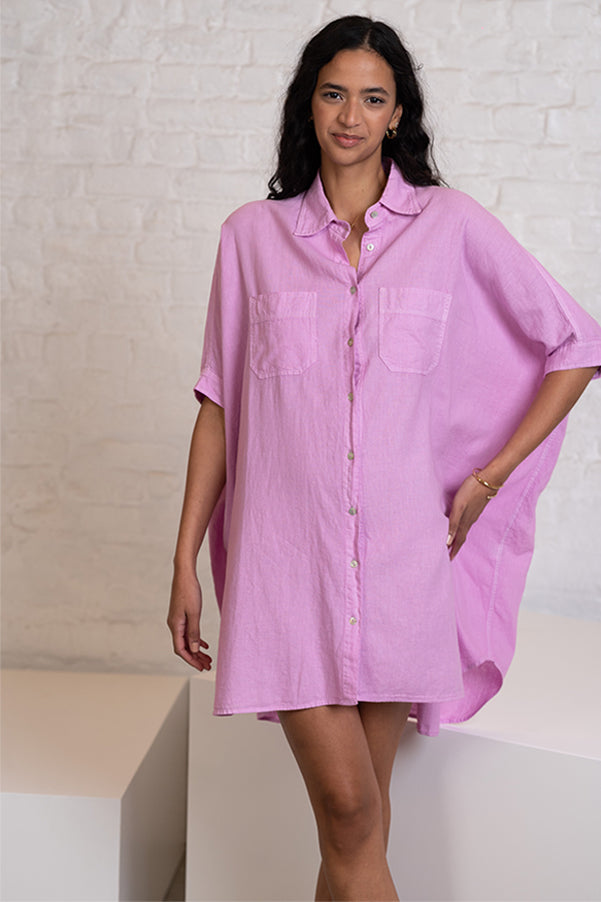 VIVIAN OVERSIZED LINEN SHIRT DRESS