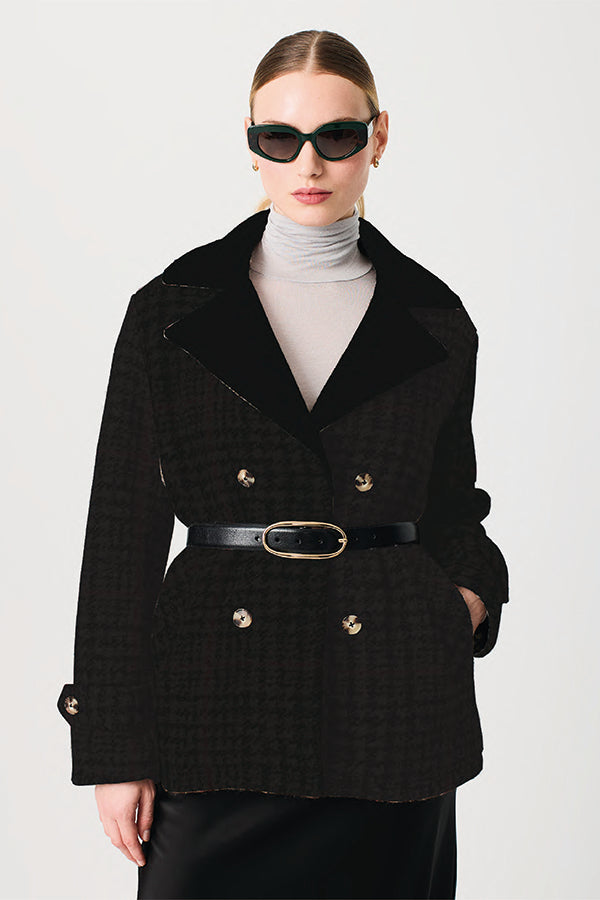 BLACK DOUBLE-BREASTED COAT