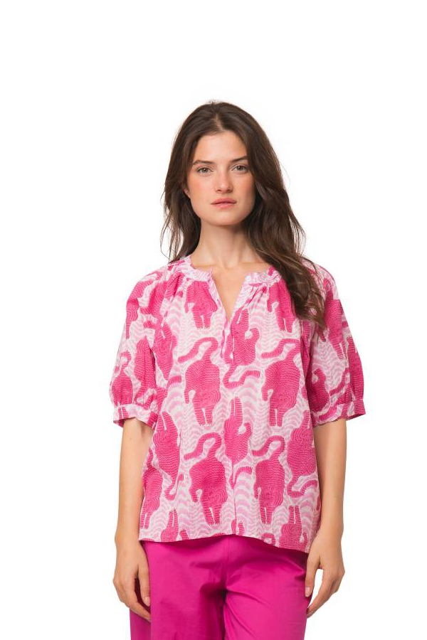 MELIE PINK TIGER PRINT TOP