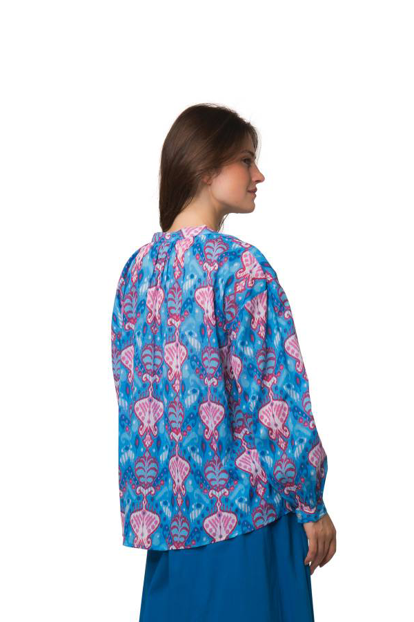 CAMILLE BLUE SENGA PRINT SHIRT