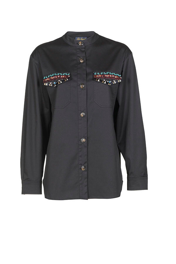 VALLERANO BLACK BEADED SHIRT JACKET