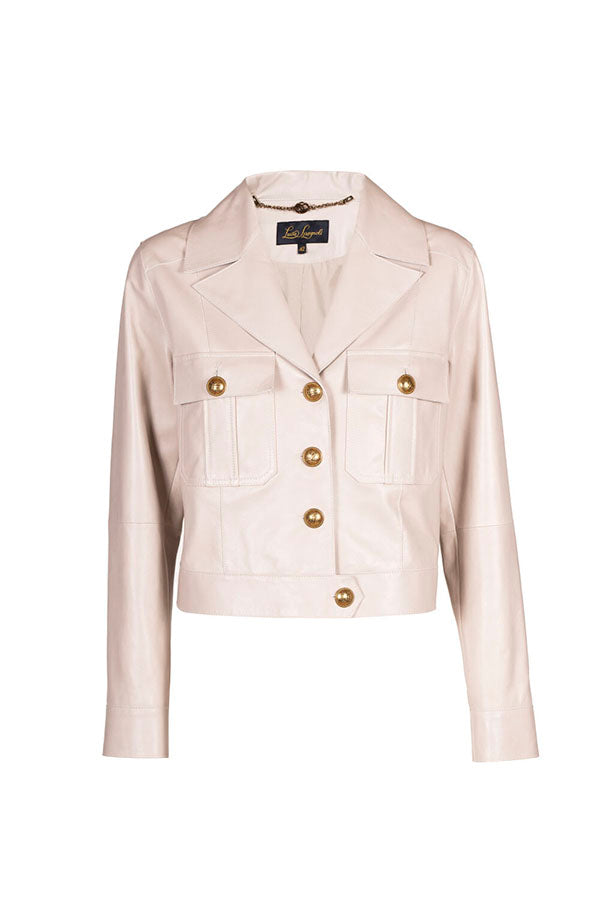 VESTE BEIGE LEATHER JACKET