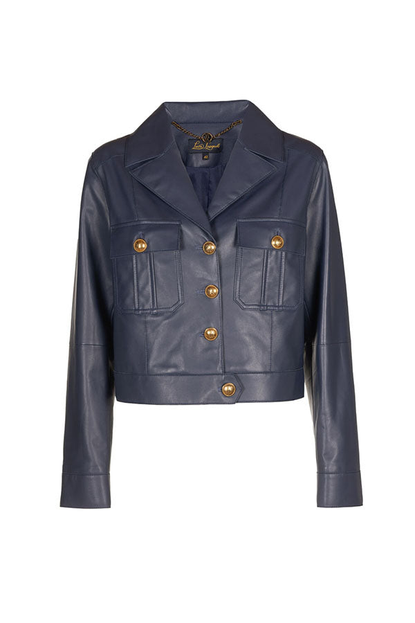 VESTE DARK BLUE LEATHER JACKET