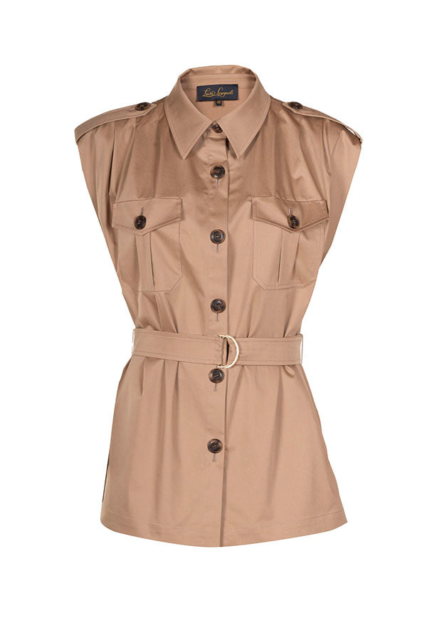 VETTURINO BEIGE SLEEVELESS SAFARI JACKET