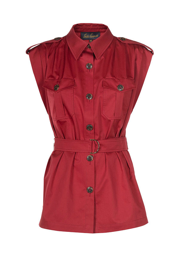 VETTURINO RED SLEEVELESS SAFARI JACKET