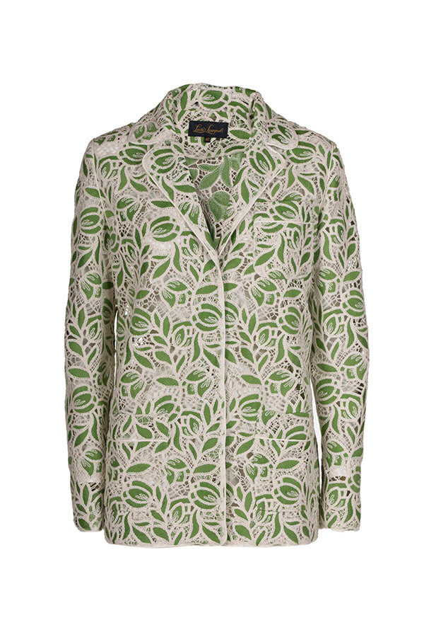 VIATICO GREEN MACRAME LACE BLAZER