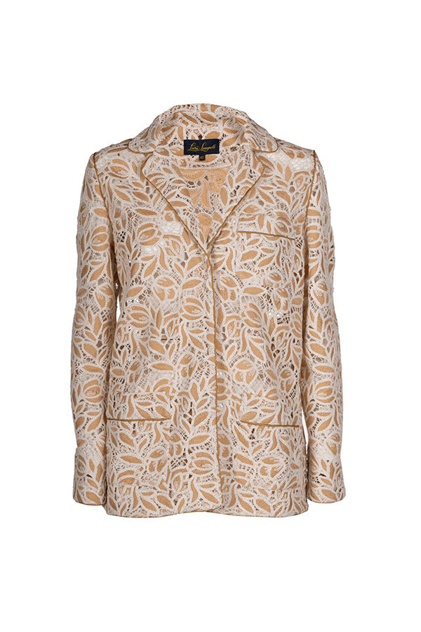 VIATICO BEIGE MACRAME LACE BLAZER