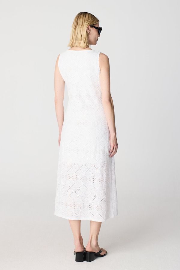 WHITE TEXTURED LONG DRESS