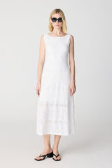 WHITE TEXTURED LONG DRESS