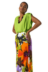 GREEN FLOUNCED SLEEVE ELEGANT BLOUSE