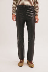 PAMELA STRAIGHT-LEG AGED-LEATHER TROUSERS
