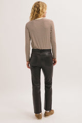 PAMELA STRAIGHT-LEG AGED-LEATHER TROUSERS