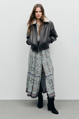 PAOLA FUR COLLAR LEATHER JACKET