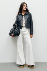 PETRA SHORT DISTRESSED LEATHER JACKET