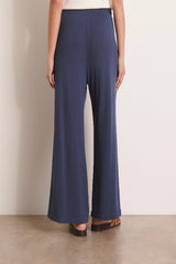 YANG FLOWING NAVY BLUE JERSEY KNIT TROUSERS