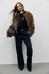 FAUNE SHORT LEOPARD-PRINT FAUX FUR JACKET