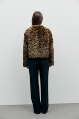 FAUNE SHORT LEOPARD-PRINT FAUX FUR JACKET