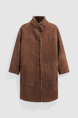 FAY STAND UP COLLAR SHEARLING COAT