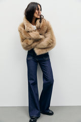FAYE LONG HAIR SHEARLING SHORT COAT
