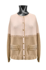 BROWN ELEGANT SCALLOP DETAIL CARDIGAN