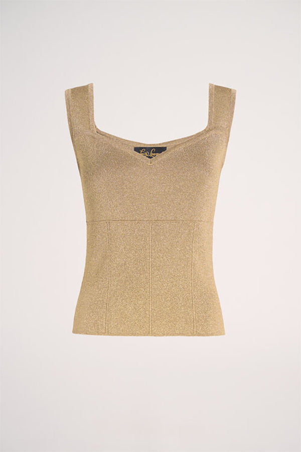 ZAC HEART NECKLINE GOLD LUREX TOP