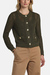 ZAIA GREEN LUREX CARDIGAN