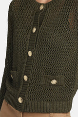 ZAIA GREEN LUREX CARDIGAN