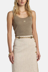 ZAIDA GOLD EMBROIDERED SLEEVELESS KNIT TOP