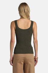 ZAIDA GREEN EMBROIDERED SLEEVELESS KNIT TOP