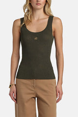 ZAIDA GREEN EMBROIDERED SLEEVELESS KNIT TOP