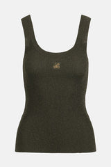 ZAIDA GREEN EMBROIDERED SLEEVELESS KNIT TOP