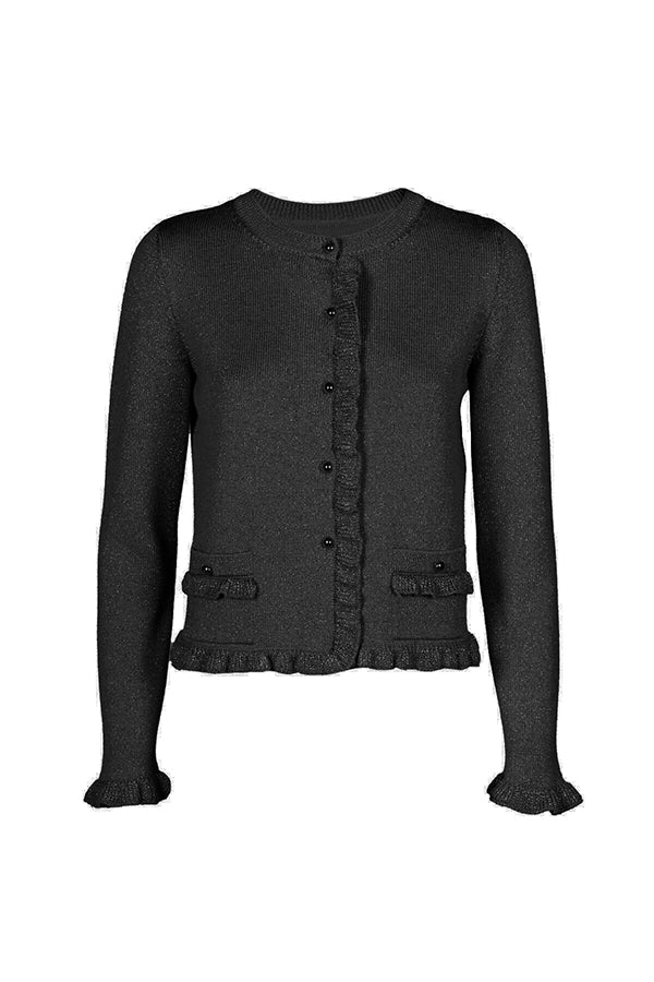 ZANDRA BLACK BON TON KNIT CARDIGAN