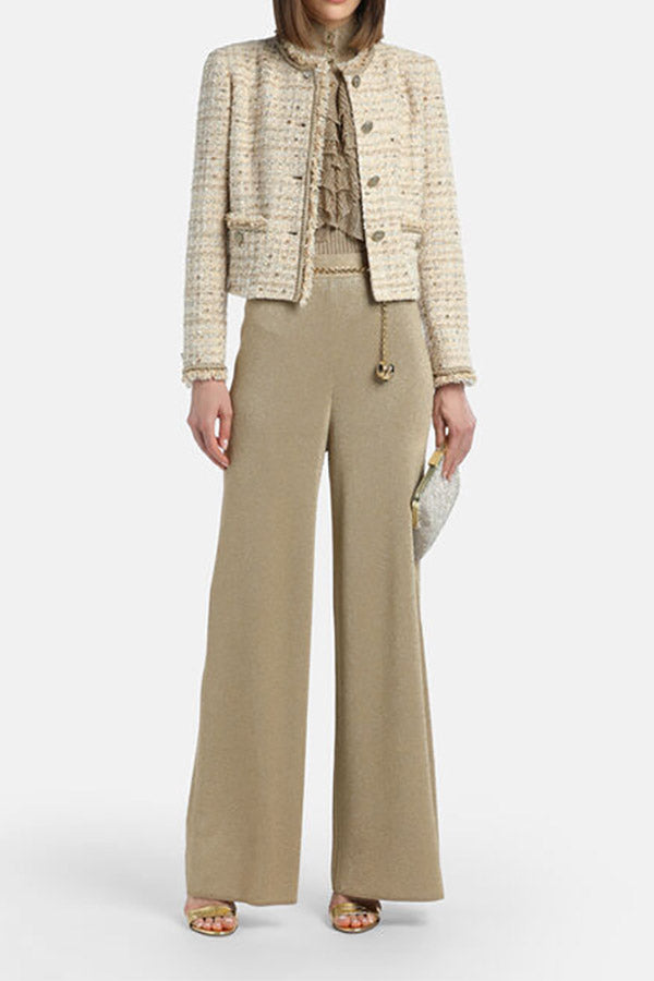 ZAVORRA A GOLD LUREX RELAXED-FIT TROUSERS