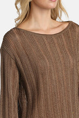 ZEBRINO TABACCO OPENWORK SWEATER
