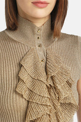 ZUPPA GOLD LUREX RIBBED KNIT TOP