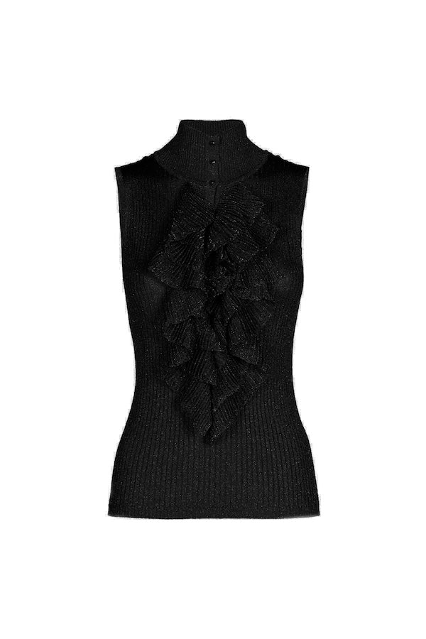 ZUPPA BLACK LUREX RIBBED KNIT TOP