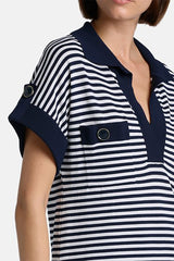 CAIO KNIT STRIPED POLO SWEATER