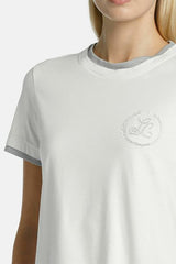 BISCOTTINO OFF WHITE LS EMBROIDERED T-SHIRT