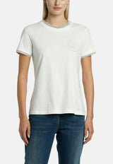 BISCOTTINO OFF WHITE LS EMBROIDERED T-SHIRT