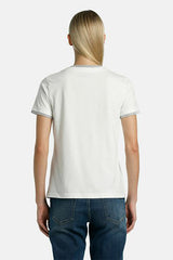 BISCOTTINO OFF WHITE LS EMBROIDERED T-SHIRT