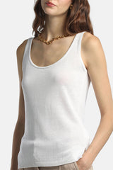 CUNICOLO C WHITE LINEN-BLEND TOP