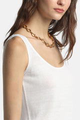 CUNICOLO C WHITE LINEN-BLEND TOP